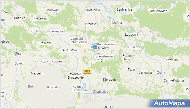 mapa Stanisławów Drugi, Stanisławów Drugi gmina Szczerców na mapie Targeo